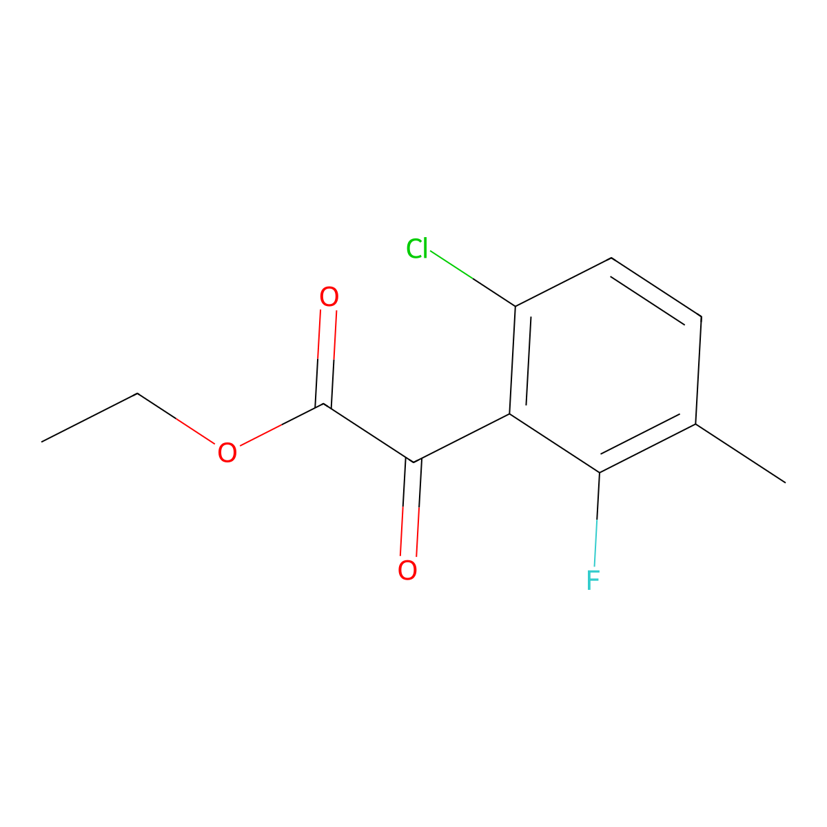 Ethyl 2-(6-chloro-2-fluoro-3-methylphenyl)-2-oxoacetate molecular structure, CAS 1540742-59-3