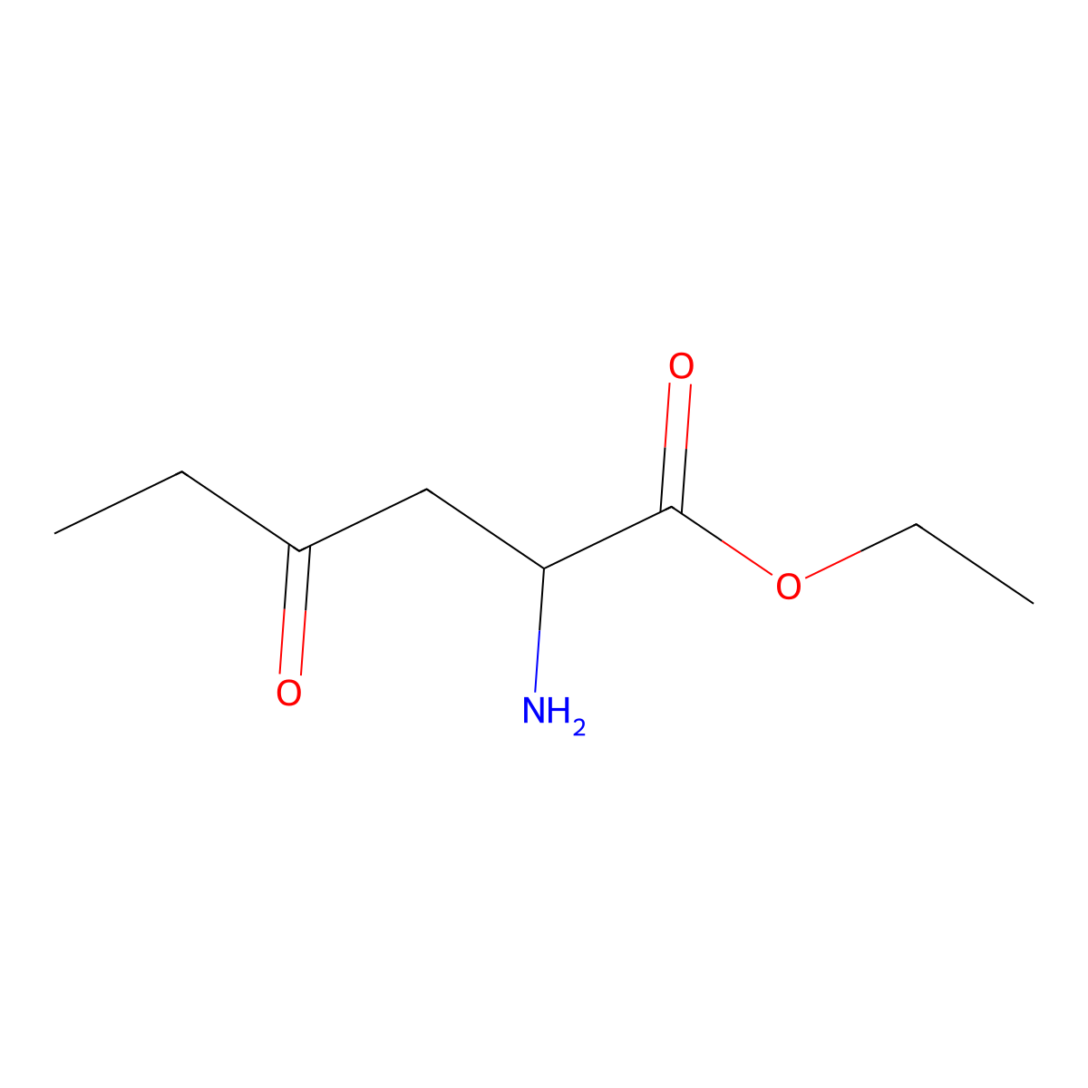 Ethyl 2-amino-4-oxohexanoate molecular structure, CAS 1540759-20-3