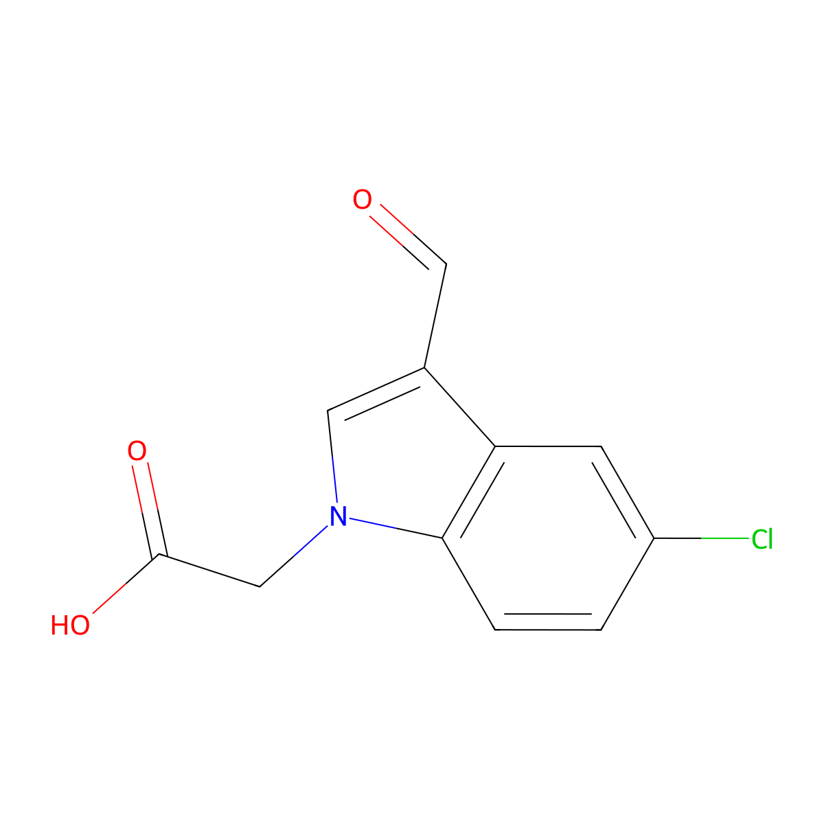 2-(5-chloro-3-formyl-1H-indol-1-yl)acetic acid molecular structure, CAS 1540767-94-9