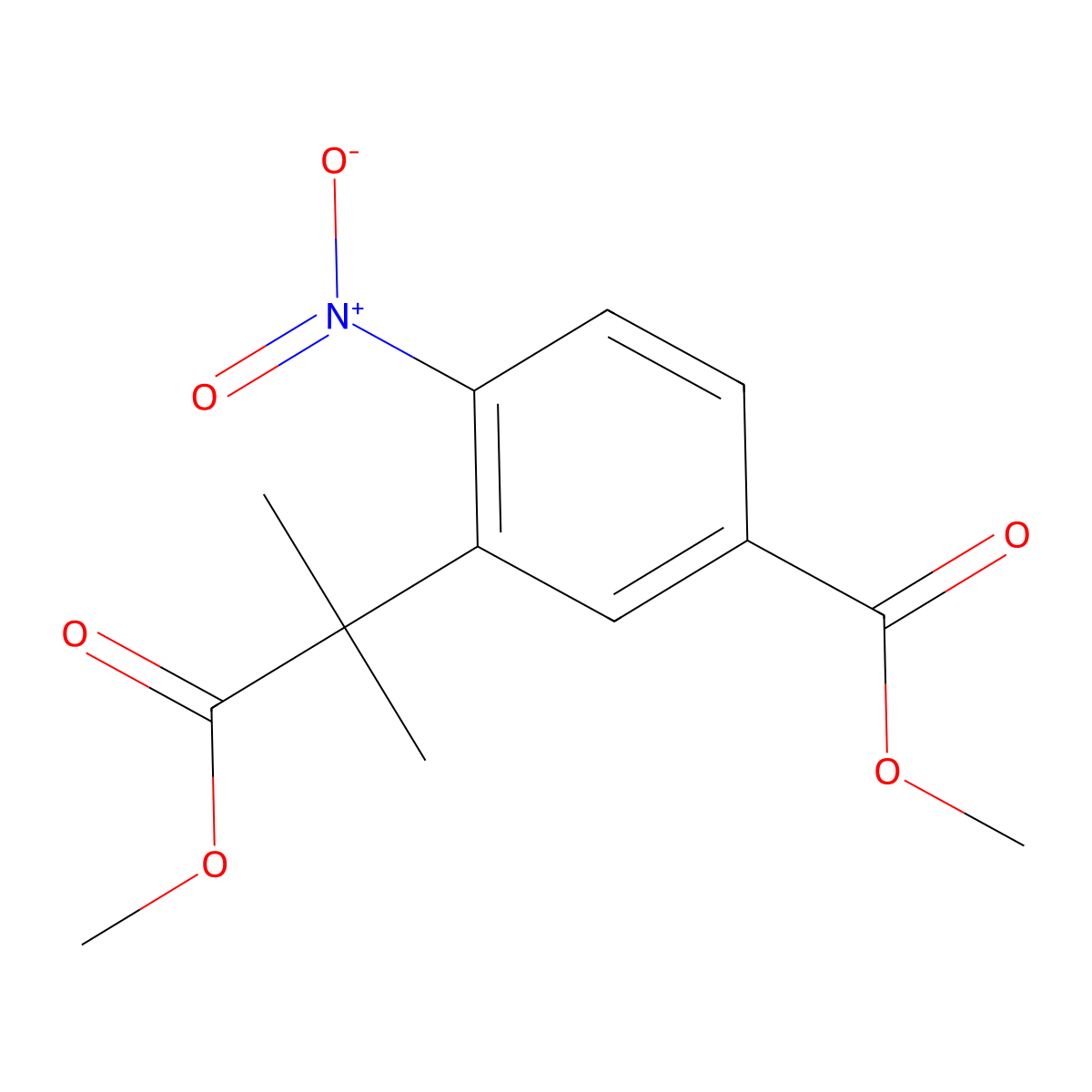 Methyl 3-(2-(methoxycarbonyl)propan-2-yl)-4-nitrobenzoate molecular structure, CAS 154078-87-2