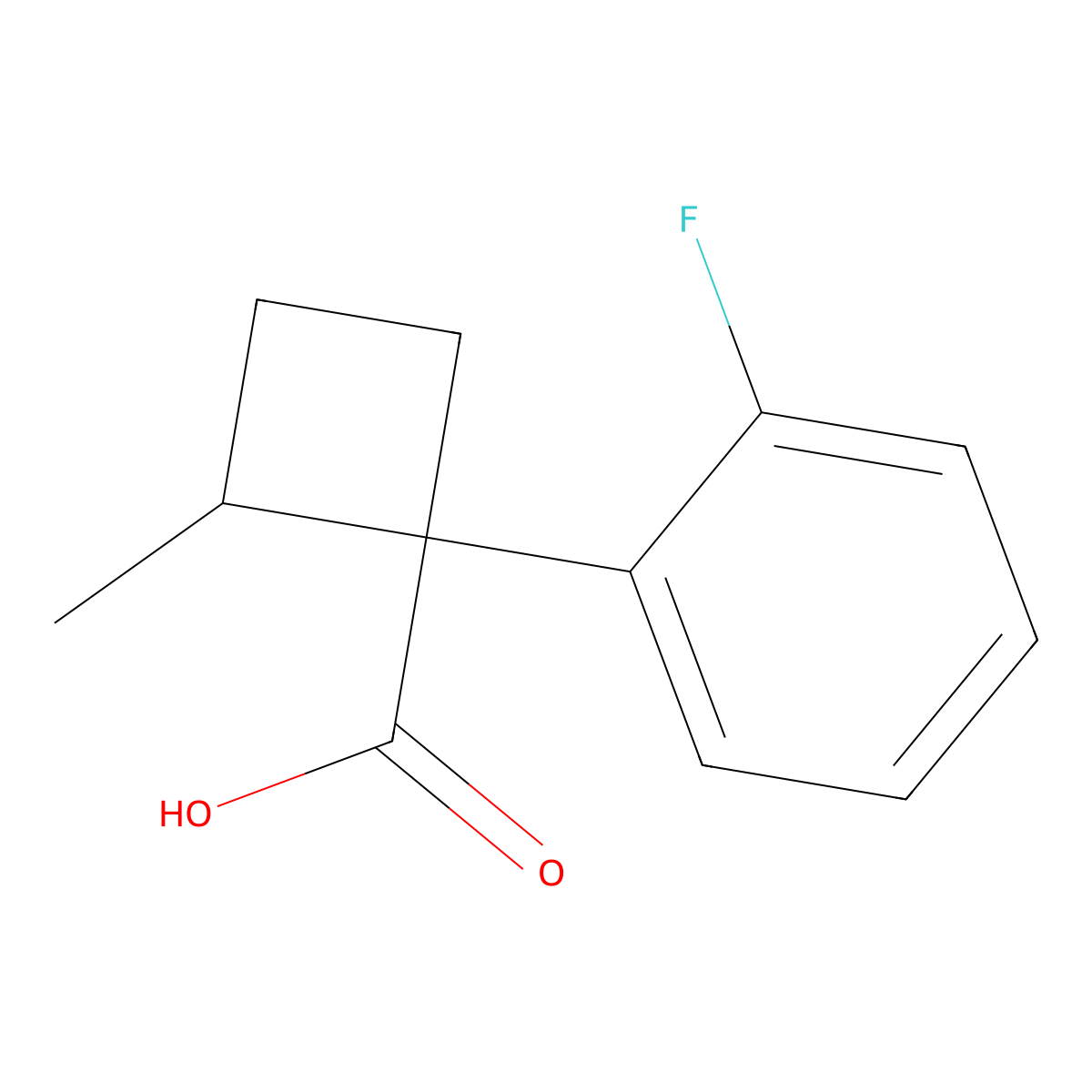 1-(2-Fluorophenyl)-2-methylcyclobutane-1-carboxylic acid molecular structure, CAS 1540781-12-1