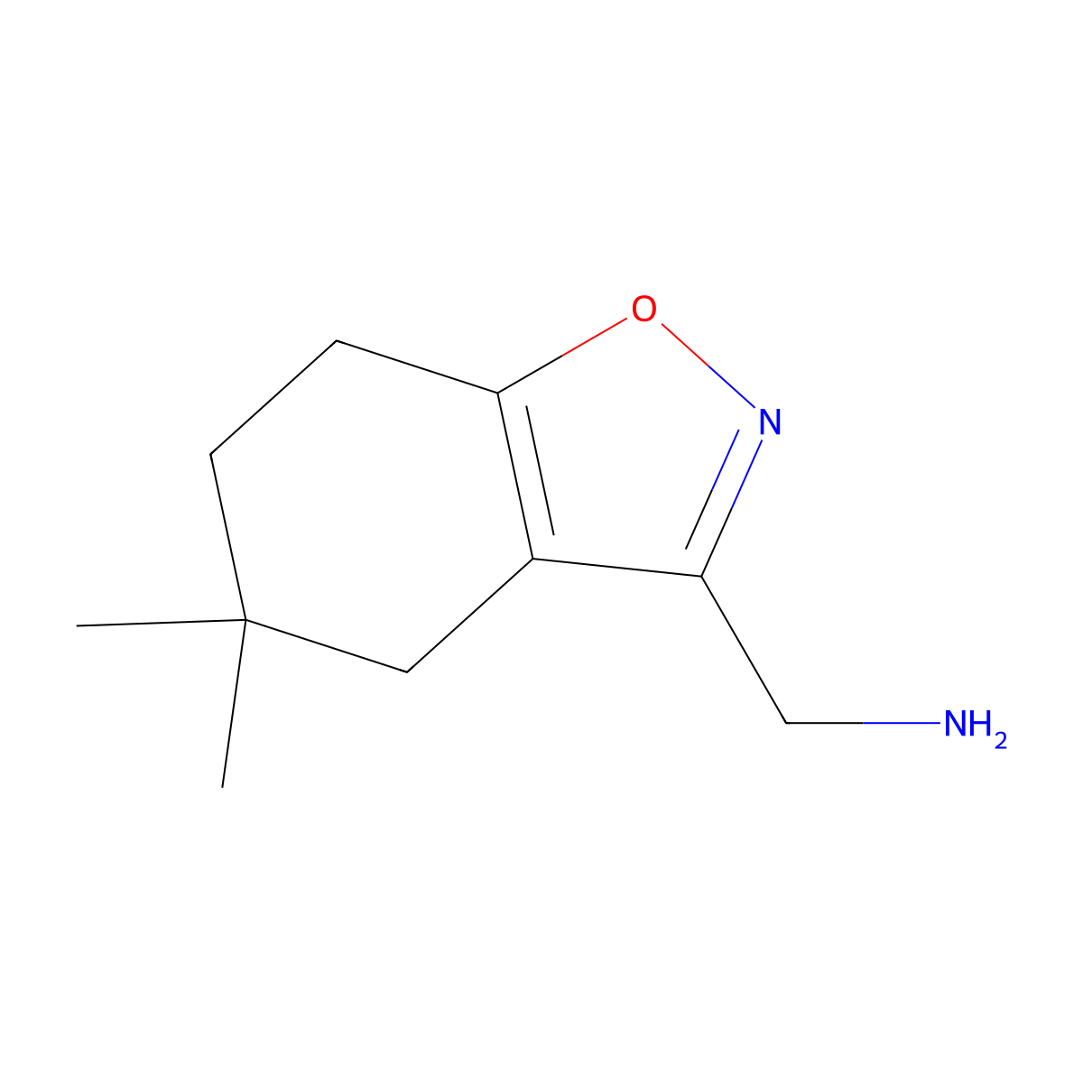 (5,5-Dimethyl-4,5,6,7-tetrahydro-1,2-benzoxazol-3-yl)methanamine molecular structure, CAS 1540792-38-8
