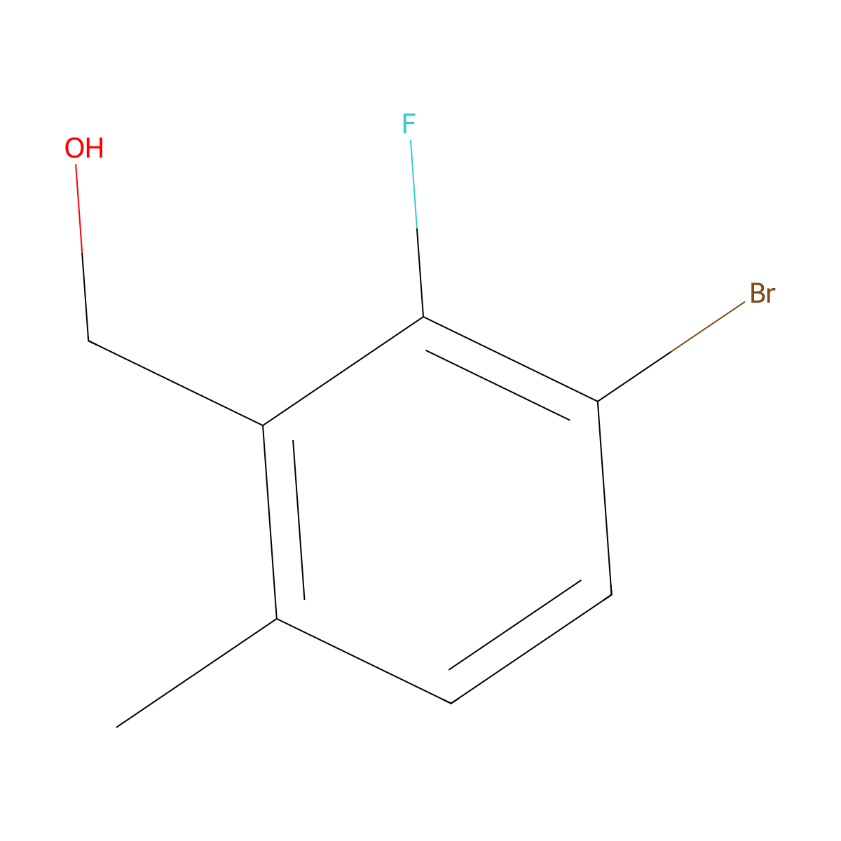 (3-Bromo-2-fluoro-6-methylphenyl)methanol molecular structure, CAS 1540795-62-7
