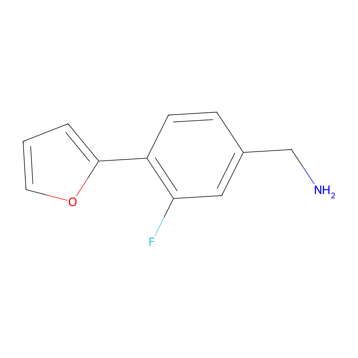 (3-Fluoro-4-(furan-2-yl)phenyl)methanamine molecular structure, CAS 1540803-64-2