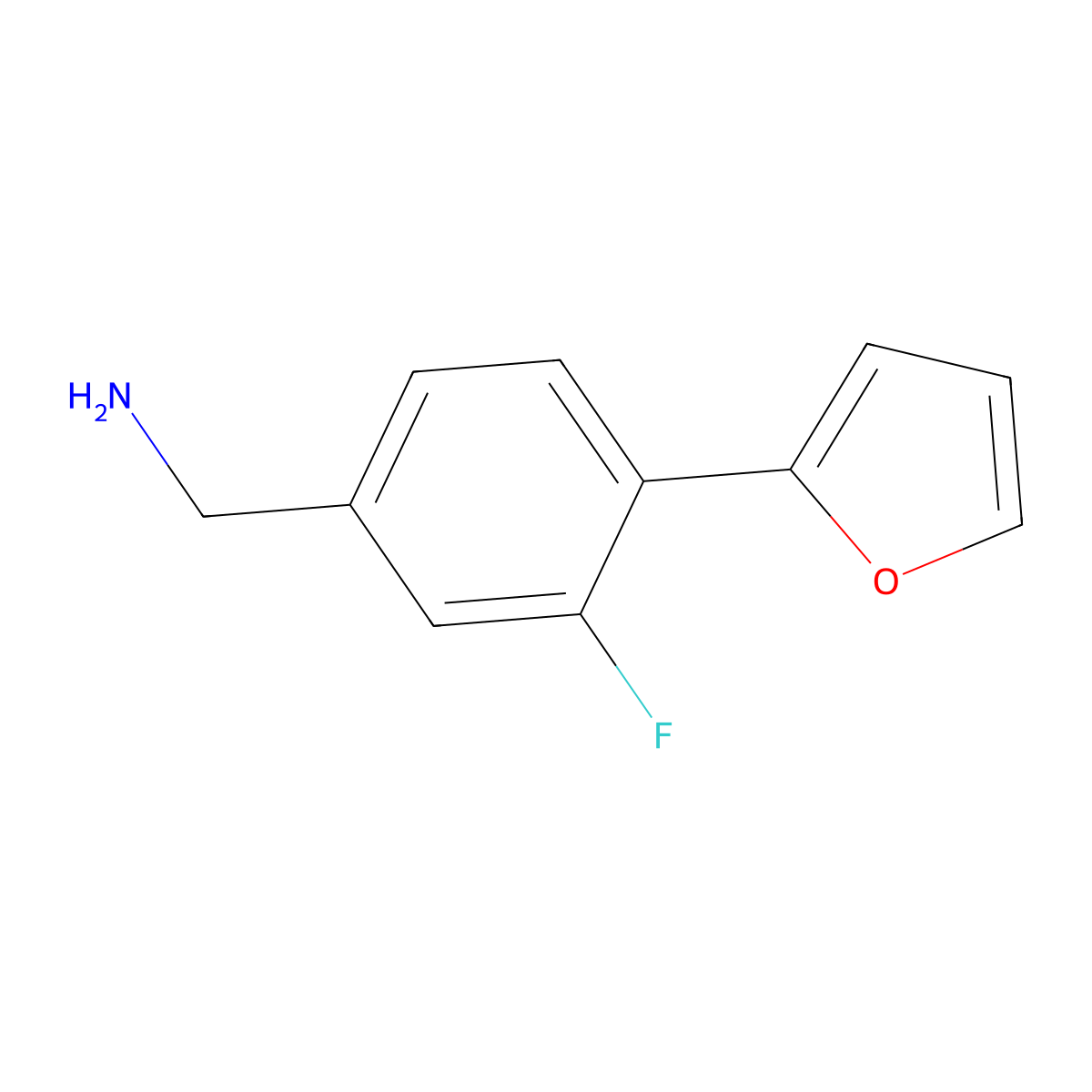 (3-Fluoro-4-(furan-2-yl)phenyl)methanamine molecular structure, CAS 1540803-64-2