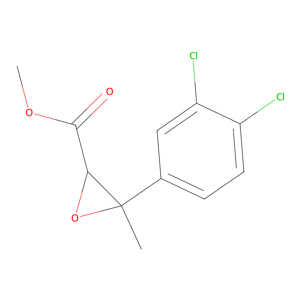 Methyl 3-(3,4-dichlorophenyl)-3-methyloxirane-2-carboxylate molecular structure, CAS 1540831-11-5