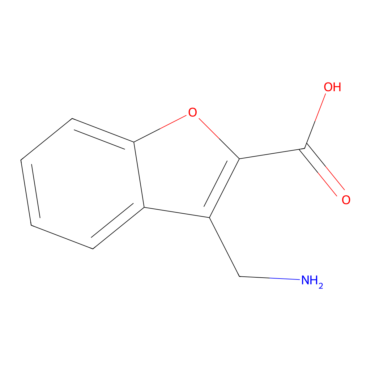 3-(Aminomethyl)-1-benzofuran-2-carboxylic acid molecular structure, CAS 1540832-33-4