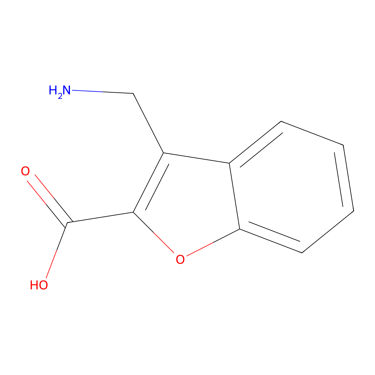 3-(Aminomethyl)-1-benzofuran-2-carboxylic acid molecular structure, CAS 1540832-33-4