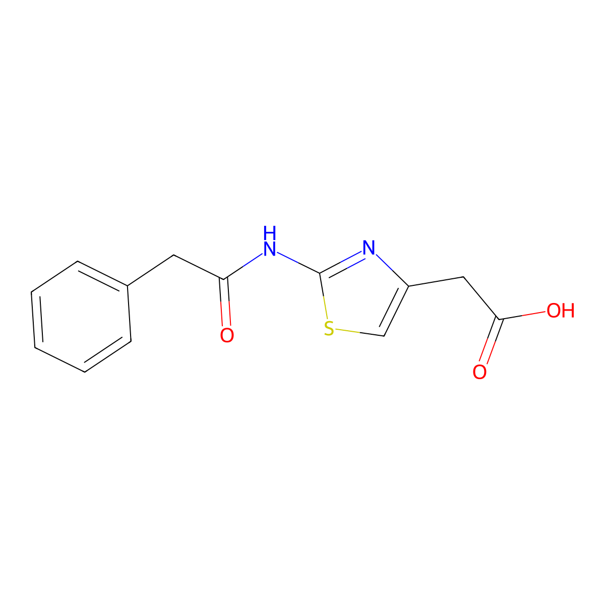 {2-[(Phenylacetyl)amino]-1,3-thiazol-4-yl}acetic acid molecular structure, CAS 154086-24-5