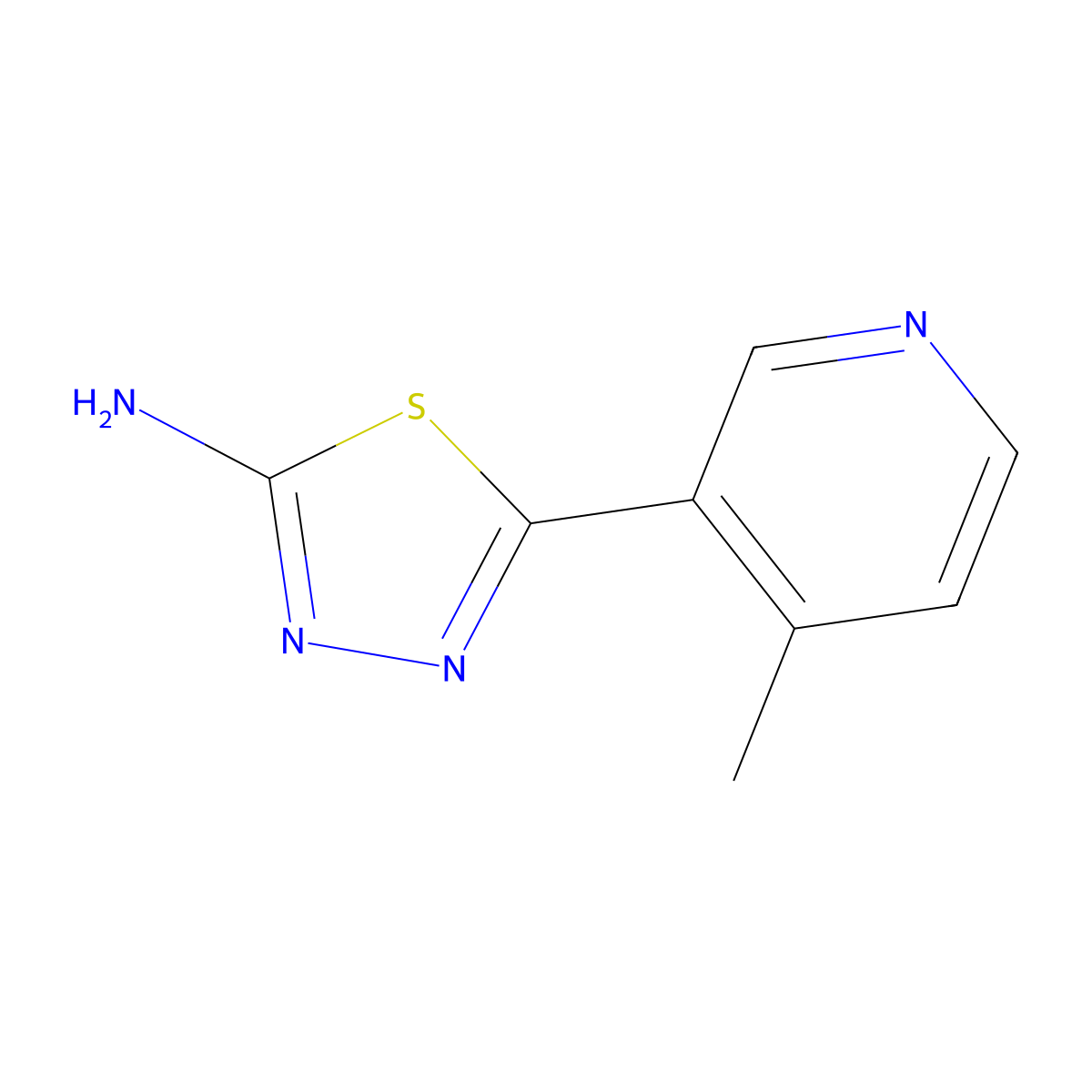 5-(4-Methylpyridin-3-yl)-1,3,4-thiadiazol-2-amine molecular structure, CAS 1540874-21-2