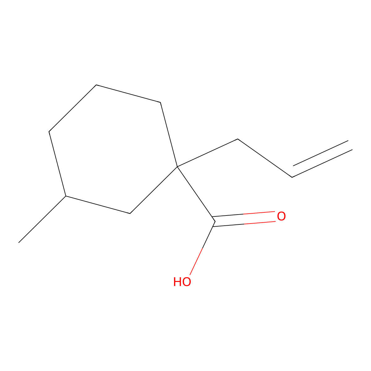 3-Methyl-1-(prop-2-en-1-yl)cyclohexane-1-carboxylic acid molecular structure, CAS 1540890-40-1