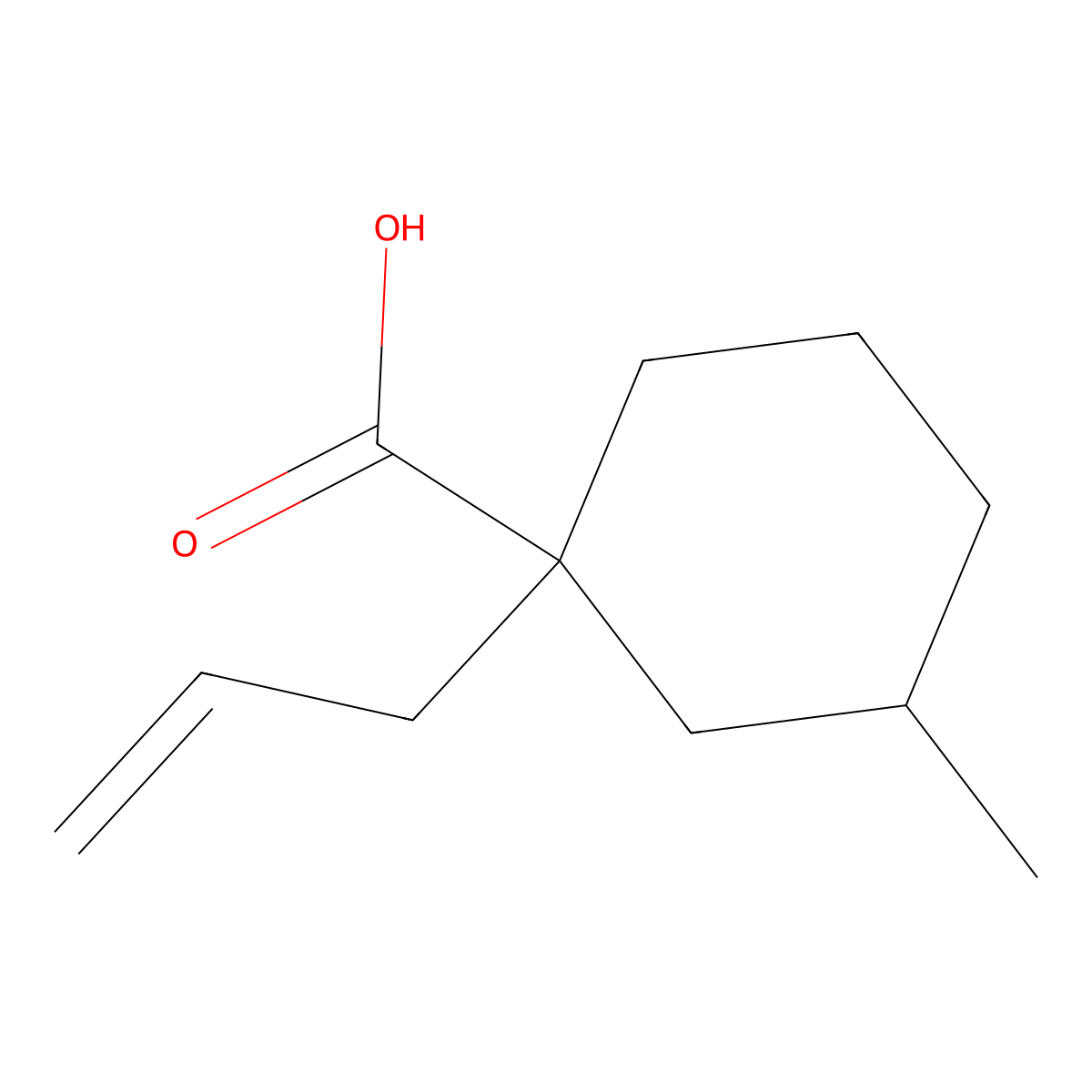 3-Methyl-1-(prop-2-en-1-yl)cyclohexane-1-carboxylic acid molecular structure, CAS 1540890-40-1