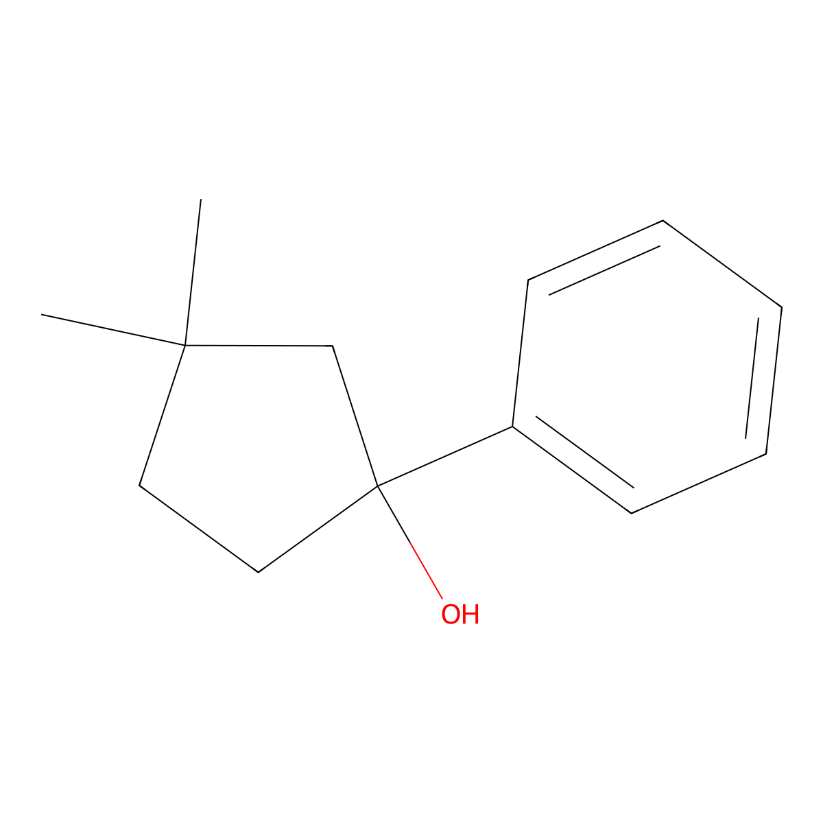 3,3-Dimethyl-1-phenylcyclopentan-1-ol molecular structure, CAS 1540915-54-5