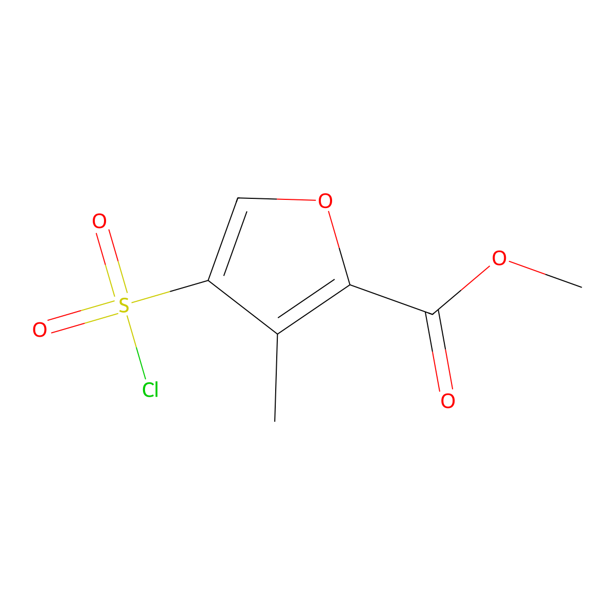 Methyl 4-(chlorosulfonyl)-3-methylfuran-2-carboxylate molecular structure, CAS 1540919-32-1