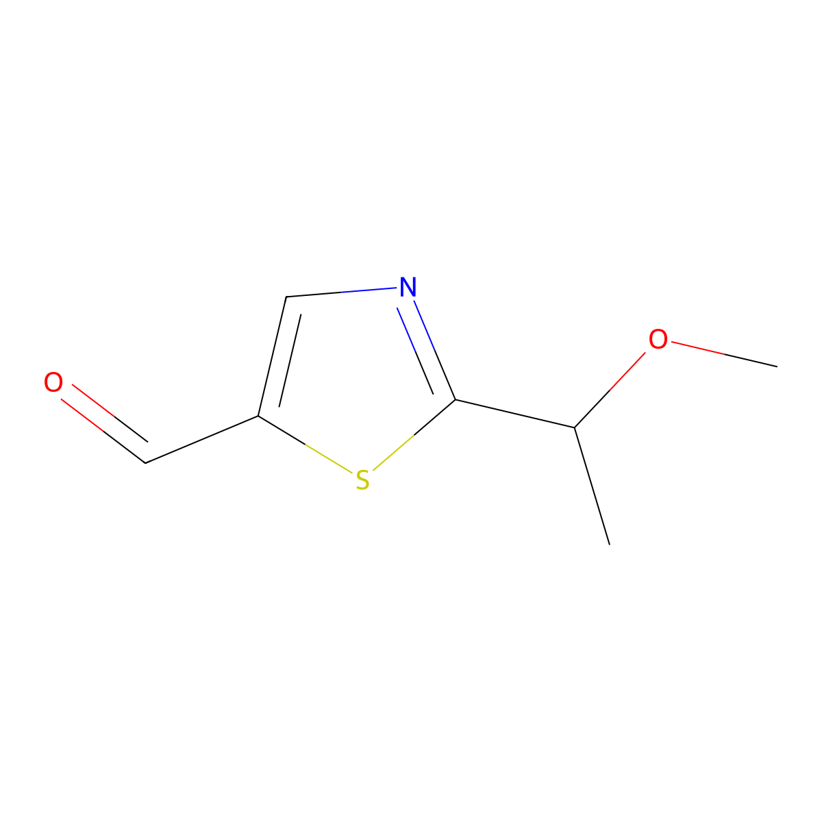 2-(1-Methoxyethyl)-1,3-thiazole-5-carbaldehyde molecular structure, CAS 1540932-73-7
