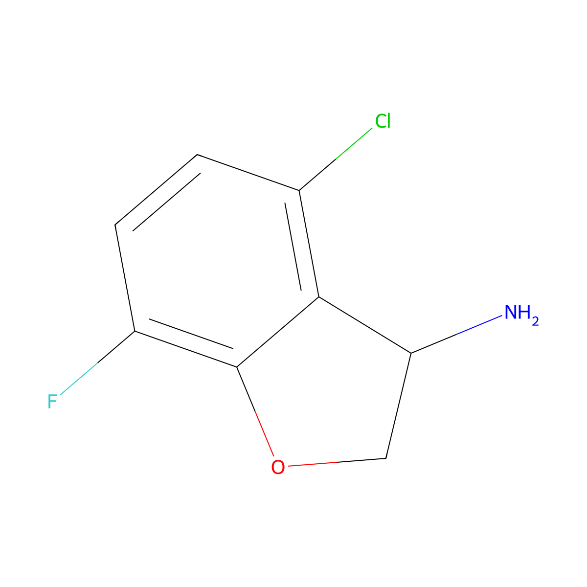 4-Chloro-7-fluoro-2,3-dihydro-1-benzofuran-3-amine molecular structure, CAS 1540959-34-9