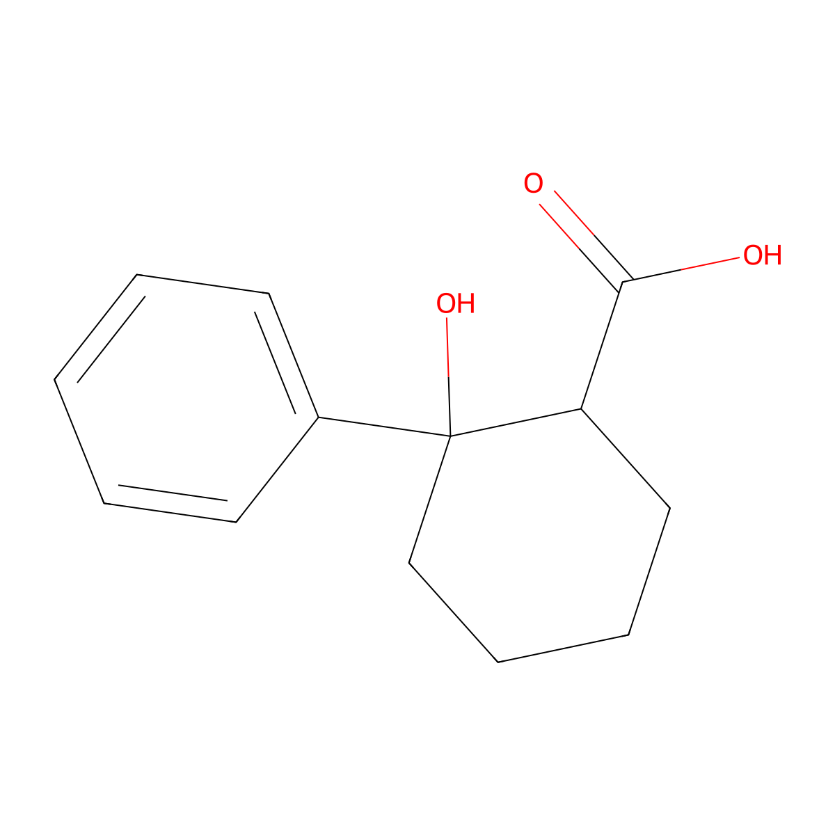 (1R,2S)-2-hydroxy-2-phenylcyclohexane-1-carboxylic acid molecular structure, CAS 154098-18-7