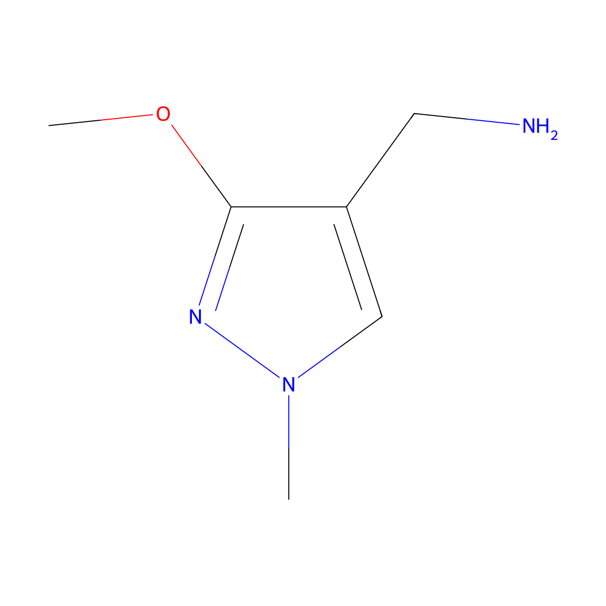 (3-methoxy-1-methyl-1H-pyrazol-4-yl)methanamine molecular structure, CAS 1540981-37-0