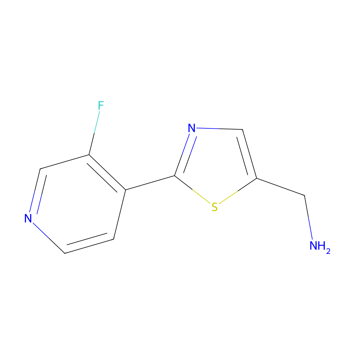 (2-(3-Fluoropyridin-4-yl)thiazol-5-yl)methanamine molecular structure, CAS 1541000-23-0