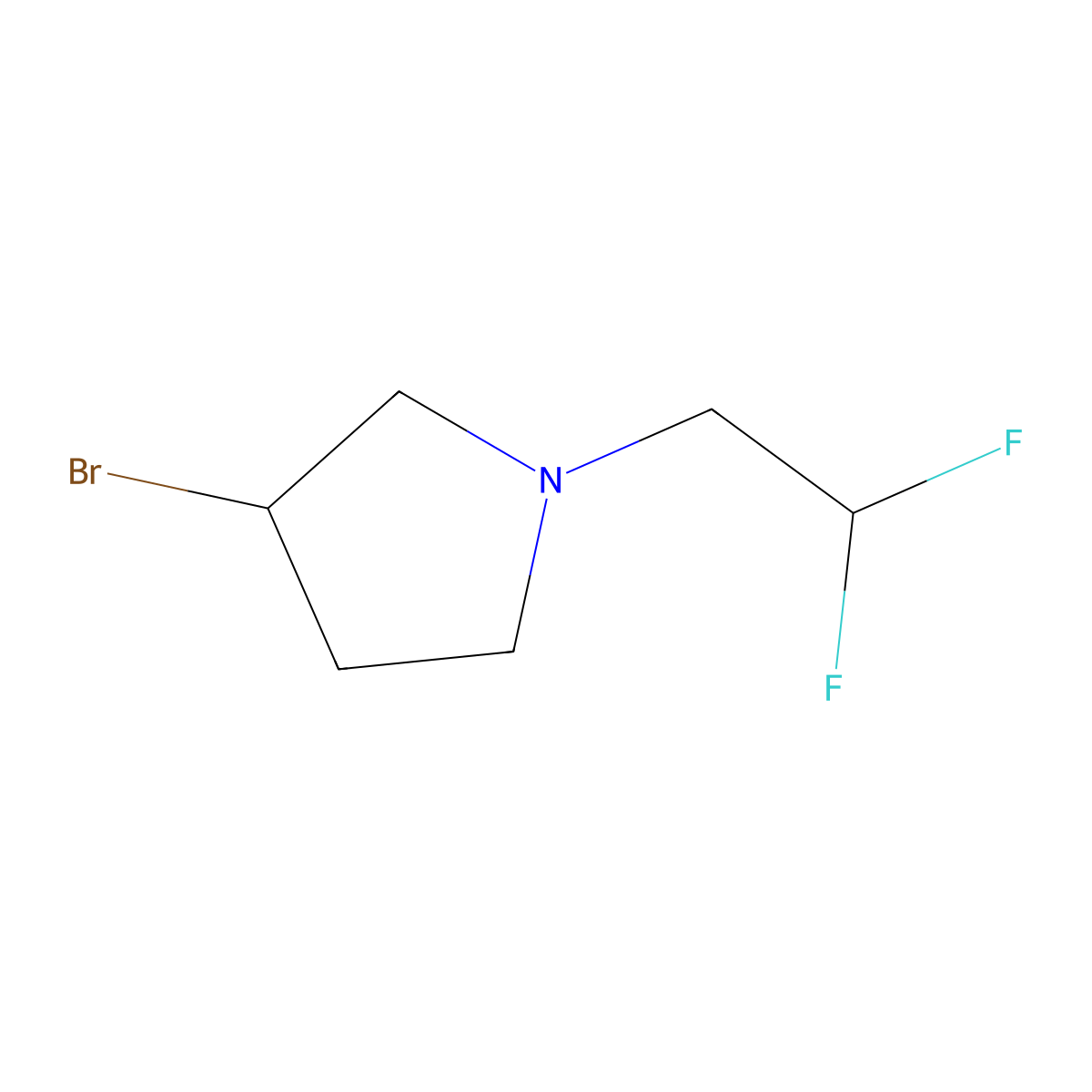 3-Bromo-1-(2,2-difluoroethyl)pyrrolidine molecular structure, CAS 1541002-02-1
