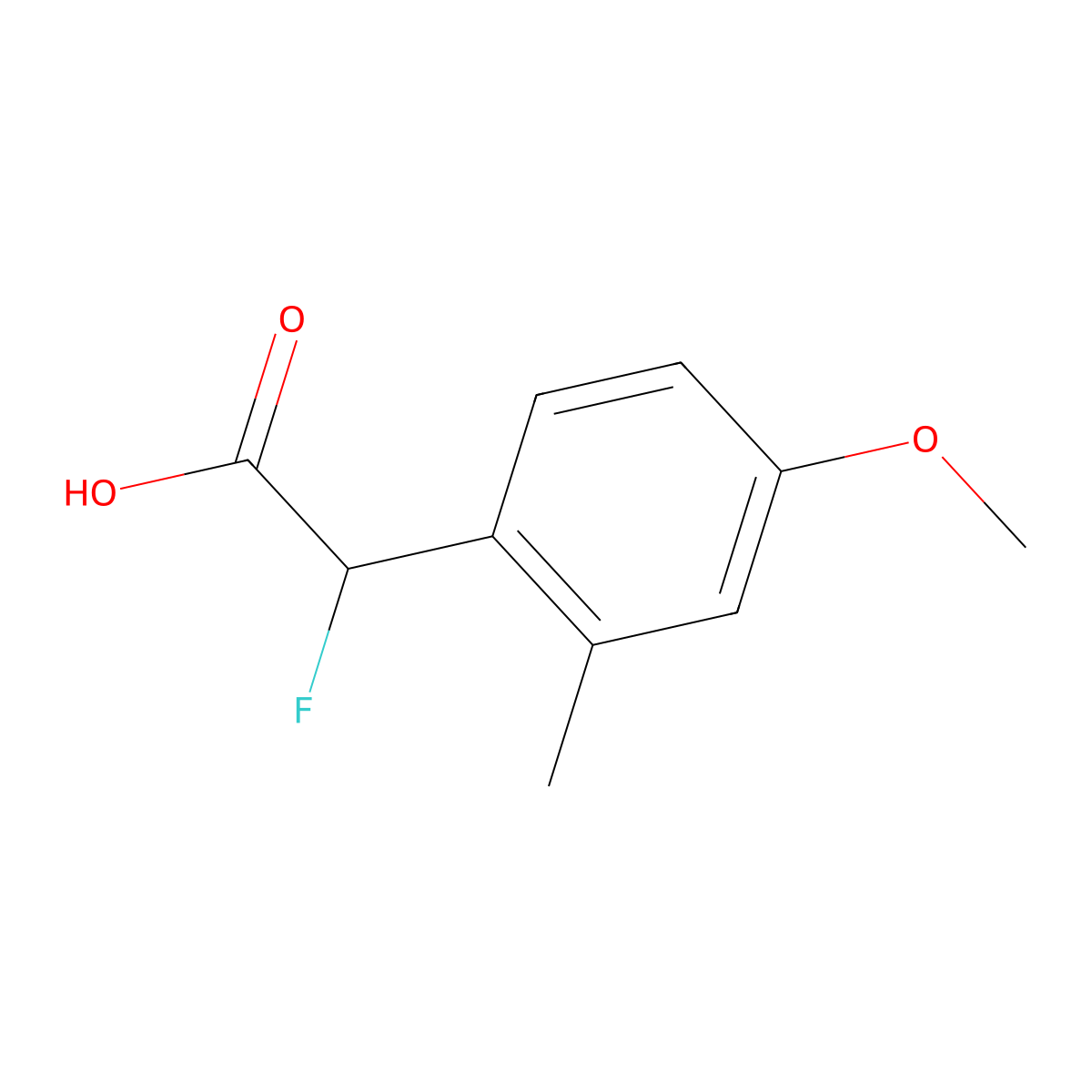2-Fluoro-2-(4-methoxy-2-methylphenyl)acetic acid molecular structure, CAS 1541023-86-2