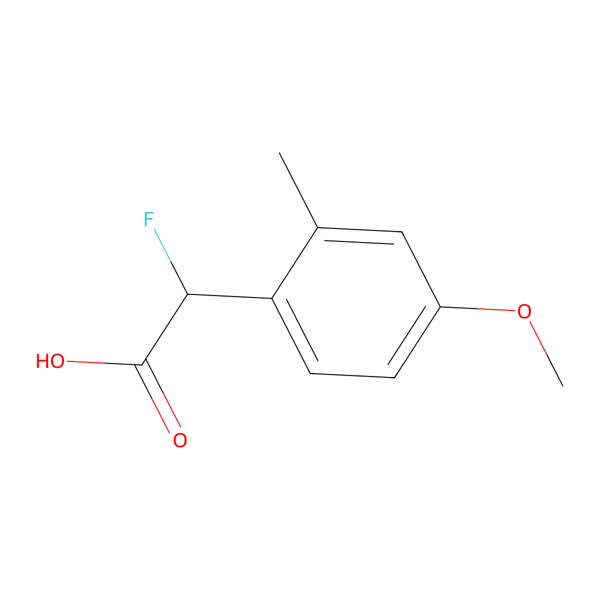 2-Fluoro-2-(4-methoxy-2-methylphenyl)acetic acid molecular structure, CAS 1541023-86-2