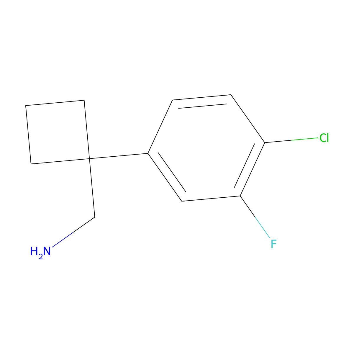 1-(4-Chloro-3-fluorophenyl)cyclobutanemethanamine molecular structure, CAS 1541027-06-8