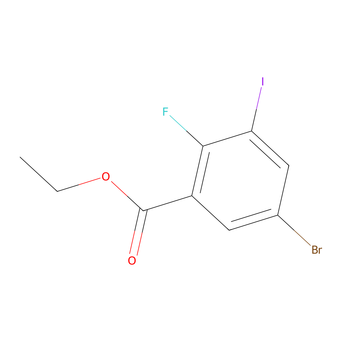 Ethyl 5-bromo-2-fluoro-3-iodobenzoate molecular structure, CAS 1541047-38-4