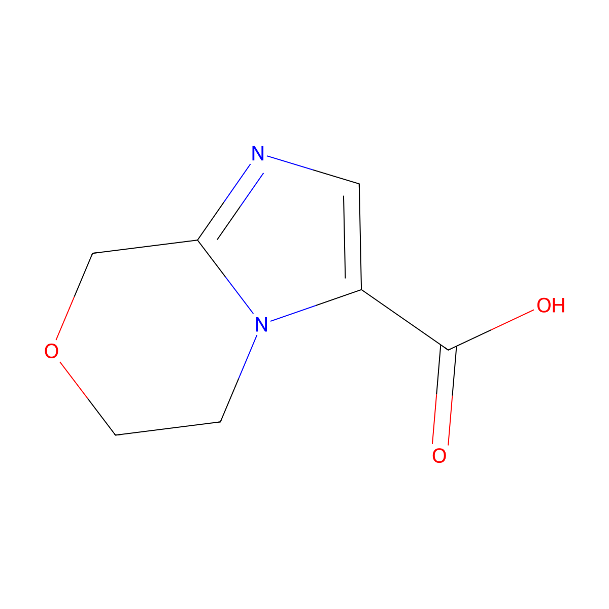 5H,6H,8H-imidazo(2,1-c)(1,4)oxazine-3-carboxylic acid molecular structure, CAS 1541050-39-8