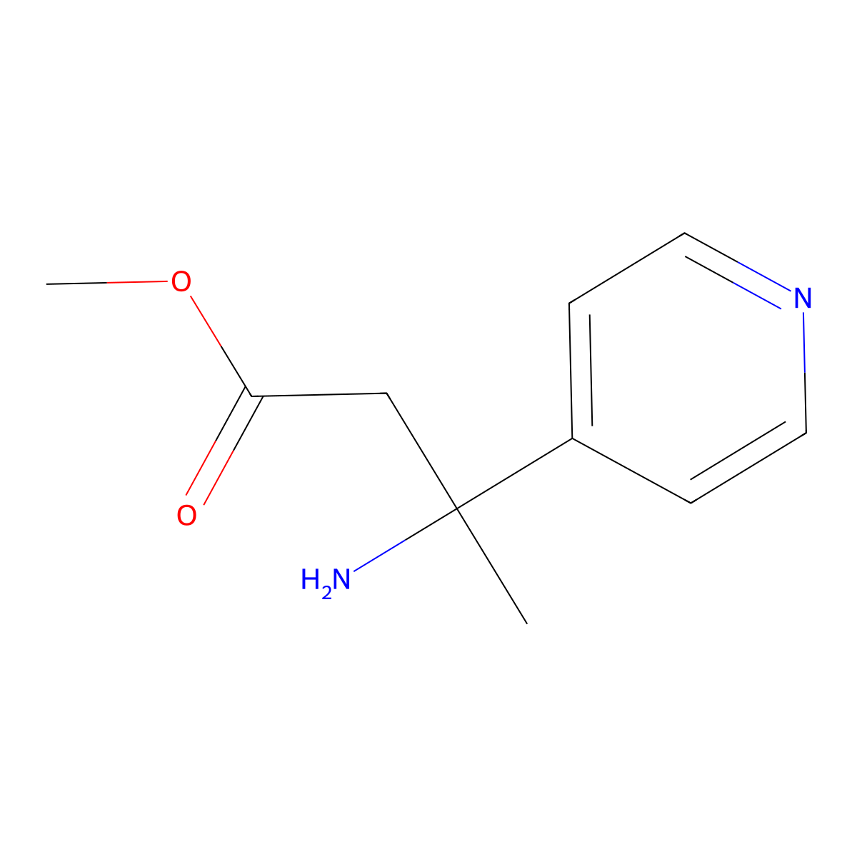 Methyl 3-amino-3-(pyridin-4-yl)butanoate molecular structure, CAS 1541050-78-5