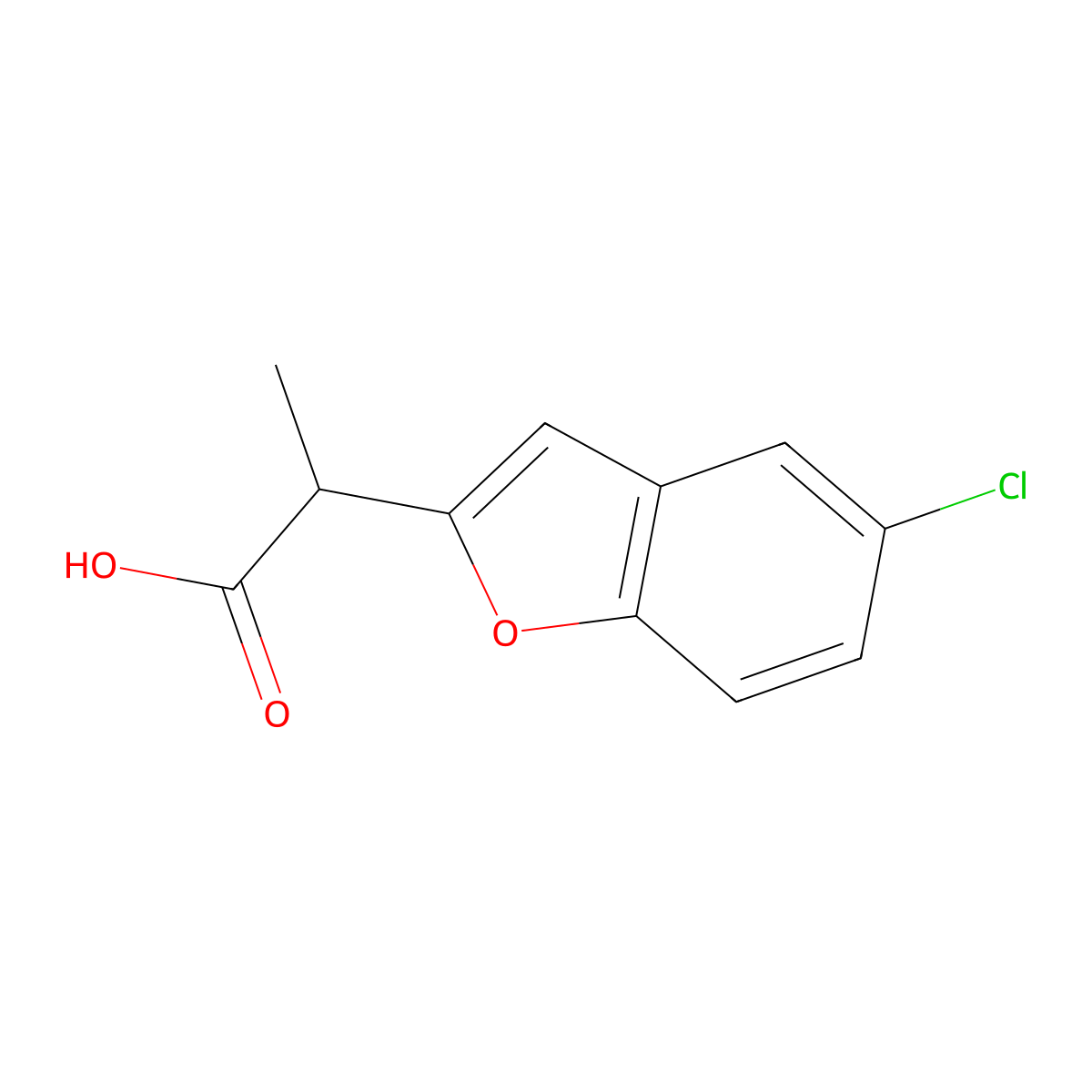 2-(5-Chloro-1-benzofuran-2-yl)propanoic acid molecular structure, CAS 1541056-66-9
