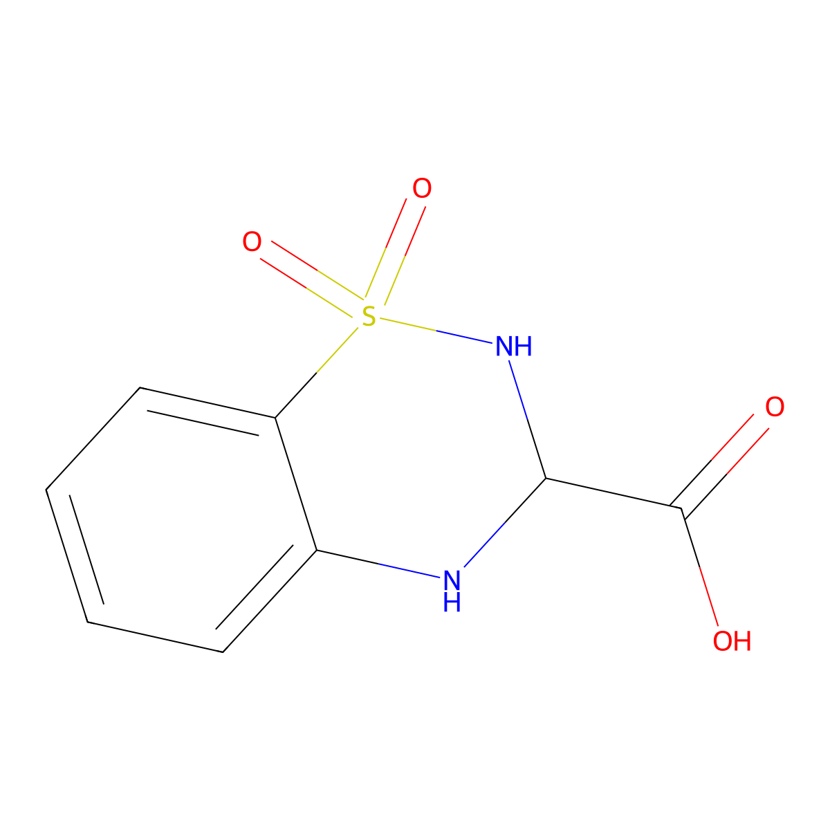 1,1-dioxo-3,4-dihydro-2H-1,2,4-benzothiadiazine-3-carboxylic acid molecular structure, CAS 154106-40-8
