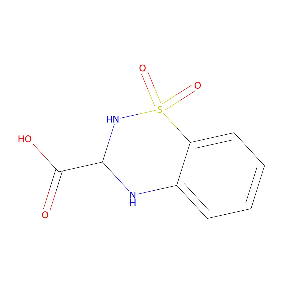 1,1-dioxo-3,4-dihydro-2H-1,2,4-benzothiadiazine-3-carboxylic acid molecular structure, CAS 154106-40-8