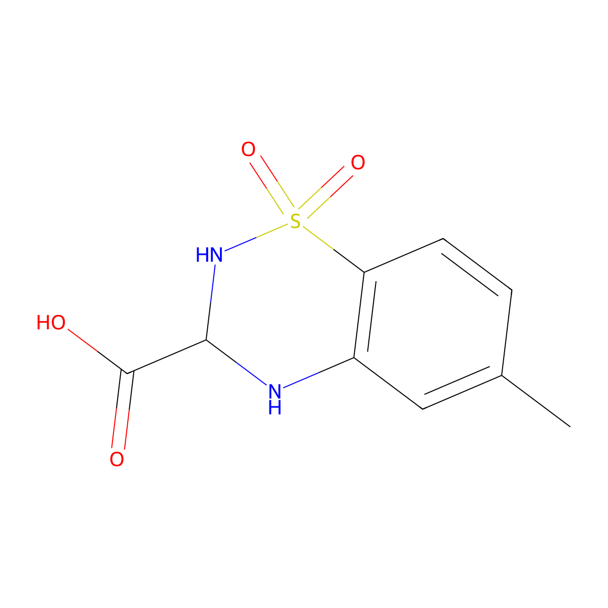 6-methyl-1,1-dioxo-3,4-dihydro-2H-1lambda6,2,4-benzothiadiazine-3-carboxylic acid molecular structure, CAS 154107-33-2