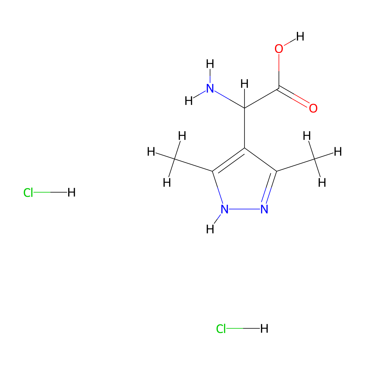 Amino-(3,5-dimethyl-1h-pyrazol-4-yl)-acetic acid dihydrochloride molecular structure, CAS 154108-87-9