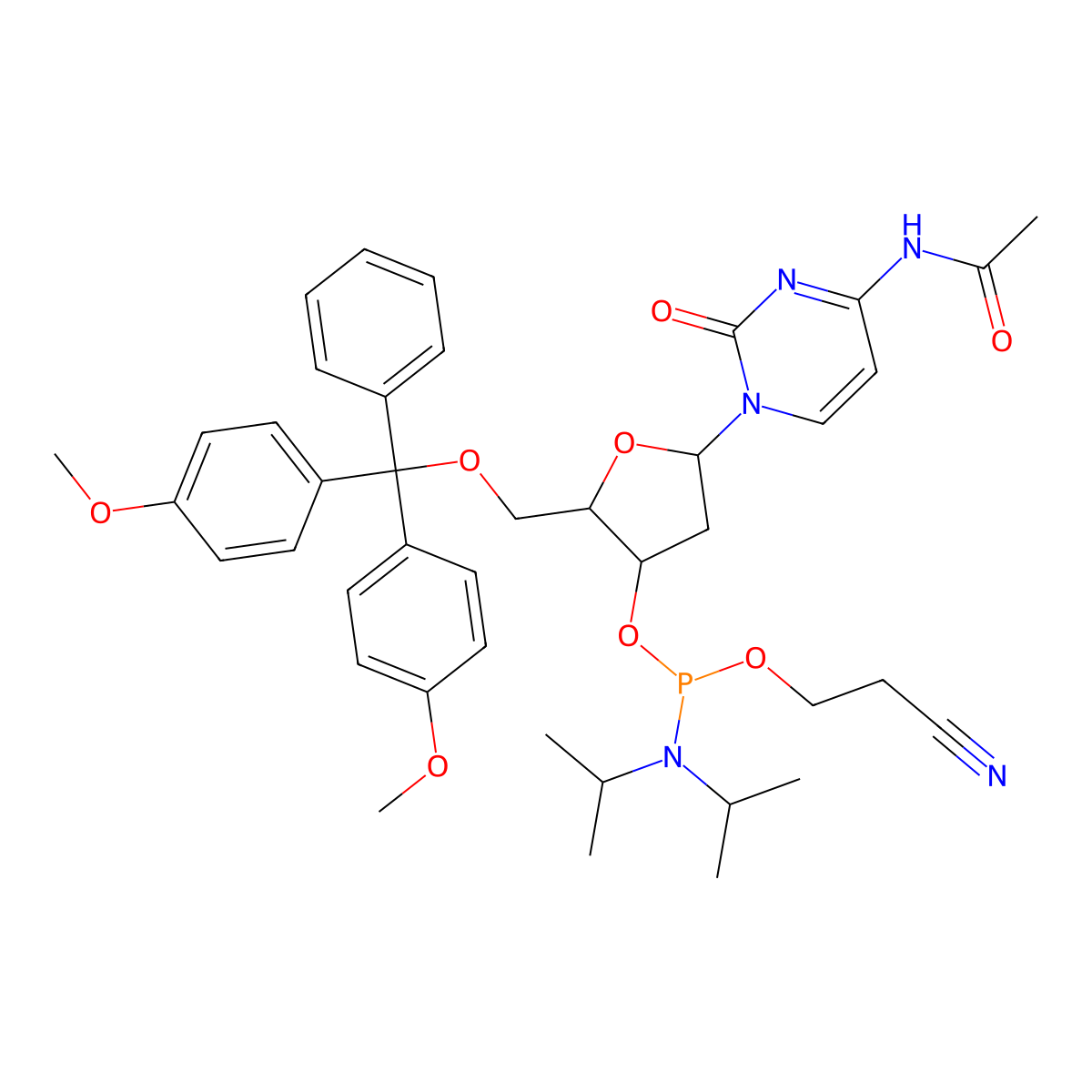 Ac-dC Phosphoramidite molecular structure, CAS 154110-40-4