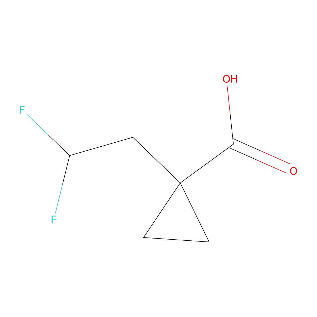1-(2,2-Difluoroethyl)cyclopropane-1-carboxylic acid molecular structure, CAS 1541125-74-9