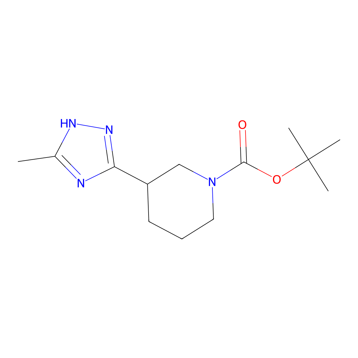 tert-Butyl 3-(3-methyl-1H-1,2,4-triazol-5-yl)piperidine-1-carboxylate molecular structure, CAS 1541127-24-5