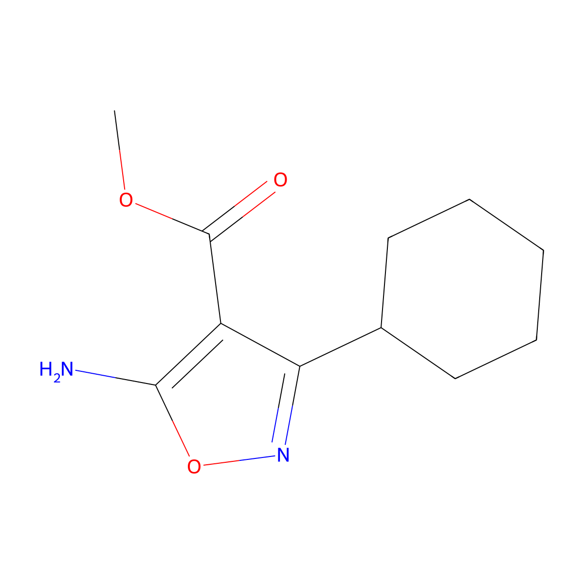 Methyl 5-Amino-3-cyclohexylisoxazole-4-carboxylate molecular structure, CAS 1541127-38-1