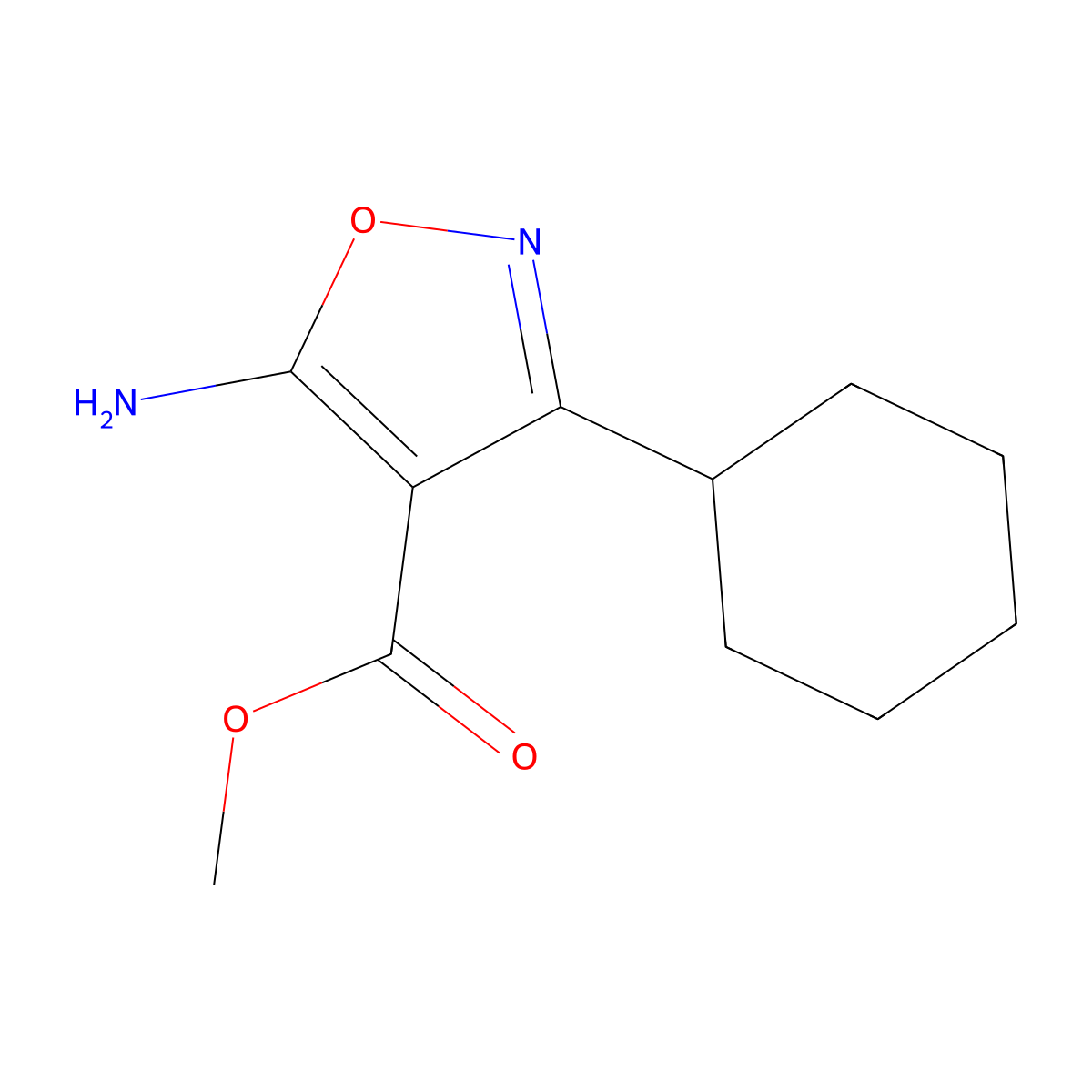 Methyl 5-Amino-3-cyclohexylisoxazole-4-carboxylate molecular structure, CAS 1541127-38-1