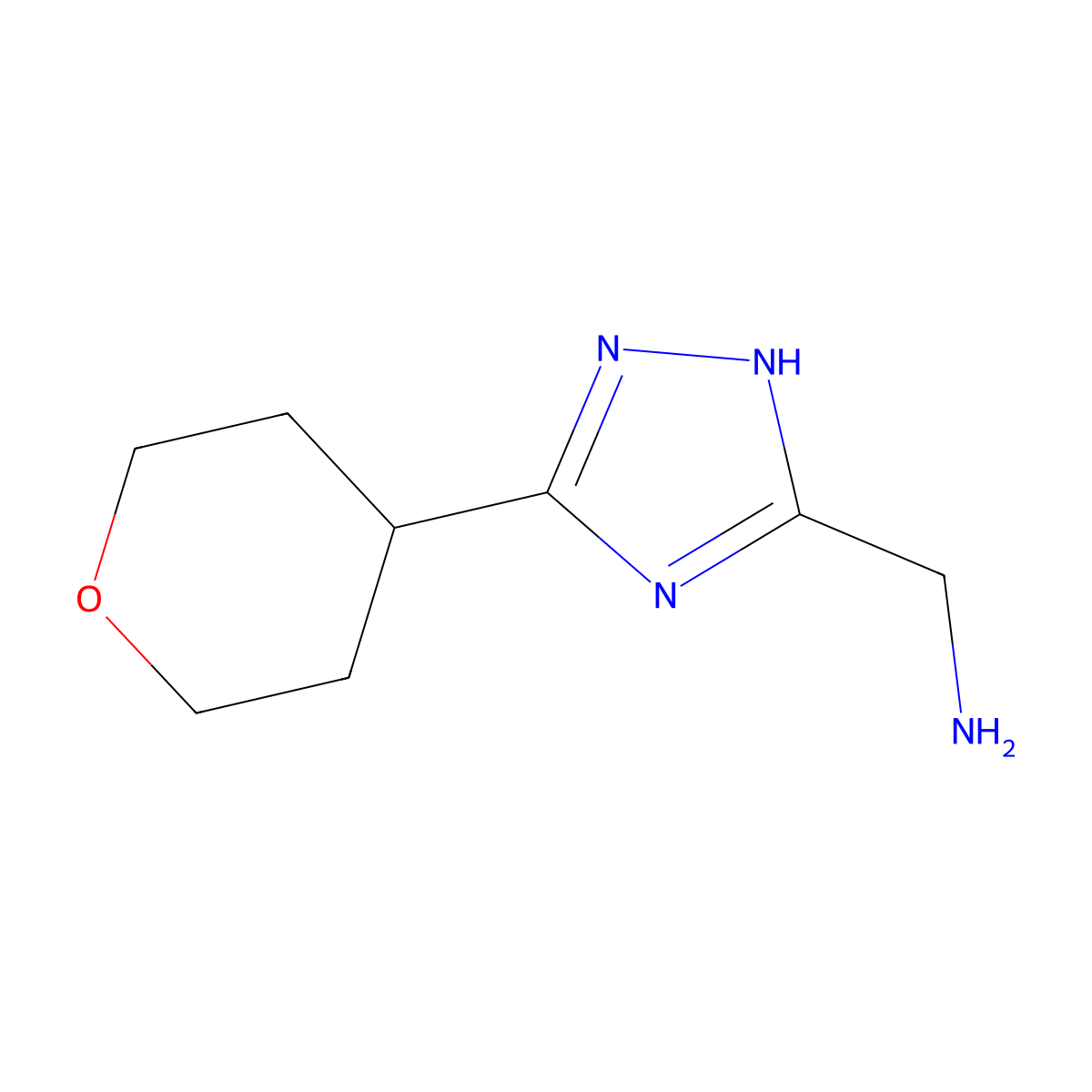 (5-(Tetrahydro-2h-pyran-4-yl)-4h-1,2,4-triazol-3-yl)methanamine molecular structure, CAS 1541129-07-0