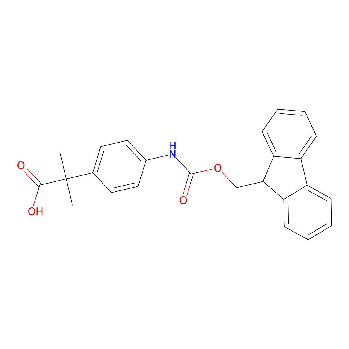 2-(4-([(9H-Fluoren-9-ylmethoxy)carbonyl]amino)phenyl)-2-methylpropanoic A+ molecular structure, CAS 1541151-27-2