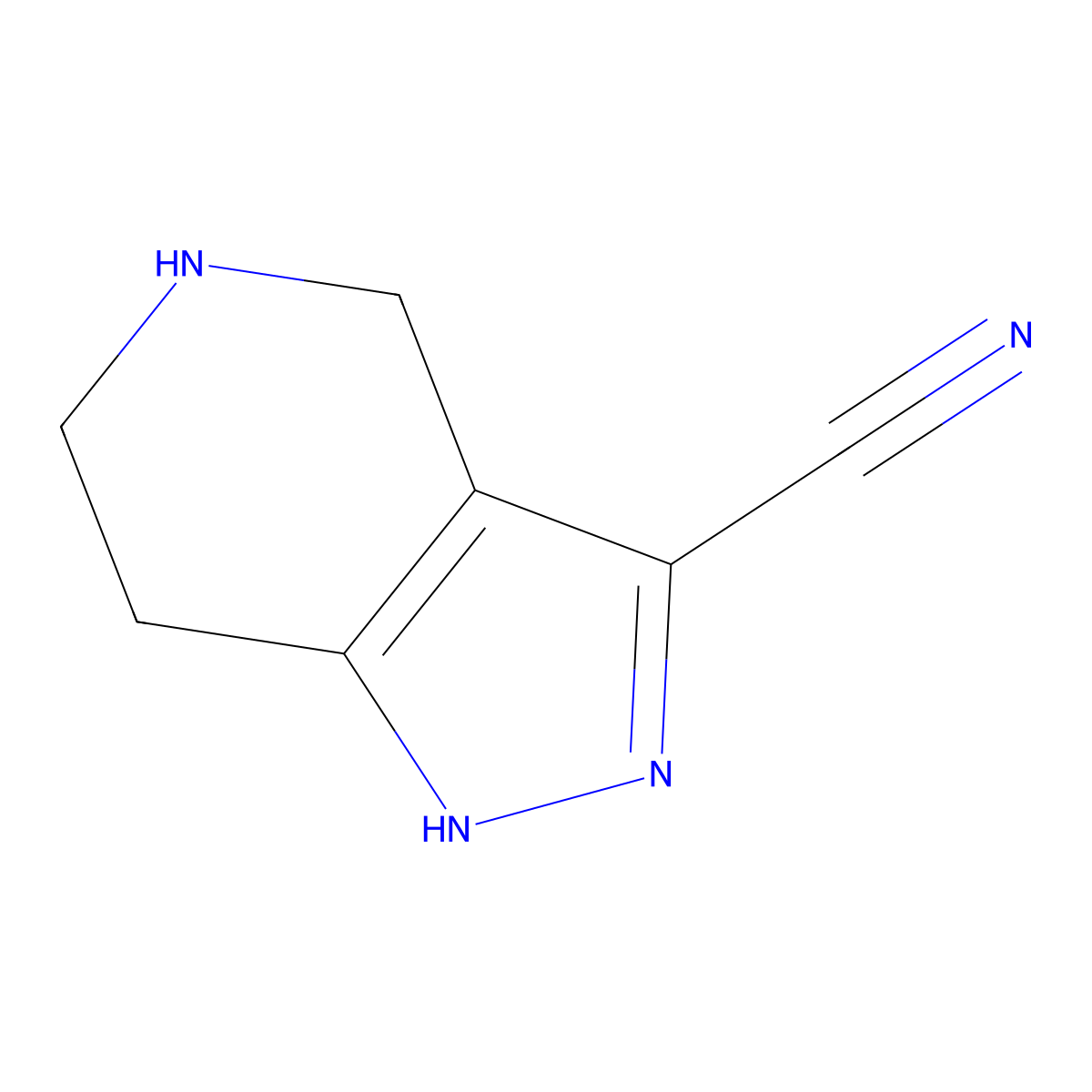 4,5,6,7-tetrahydro-2H-pyrazolo[4,3-c]pyridine-3-carbonitrile molecular structure, CAS 1541156-04-0