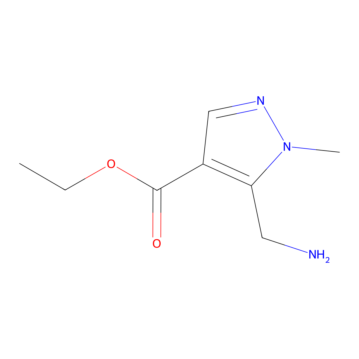 ethyl 5-(aminomethyl)-1-methyl-1H-pyrazole-4-carboxylate molecular structure, CAS 1541161-83-4
