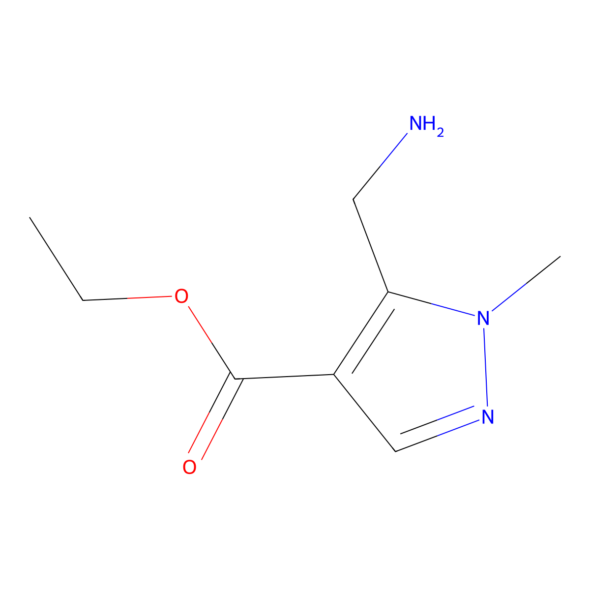 ethyl 5-(aminomethyl)-1-methyl-1H-pyrazole-4-carboxylate molecular structure, CAS 1541161-83-4