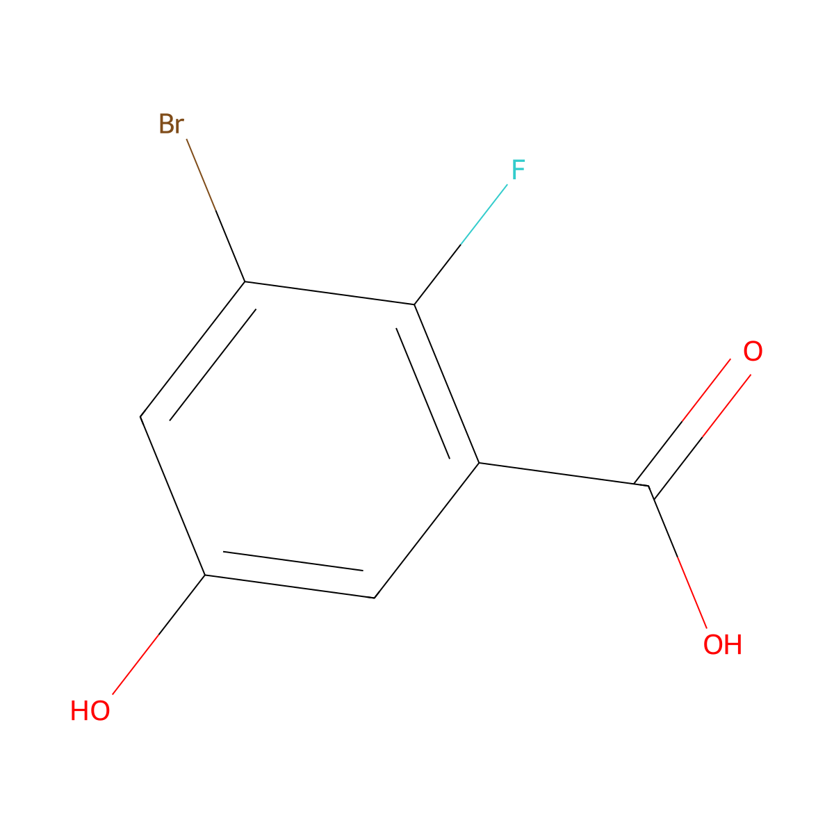 3-Bromo-2-fluoro-5-hydroxybenzoic acid molecular structure, CAS 1541168-84-6