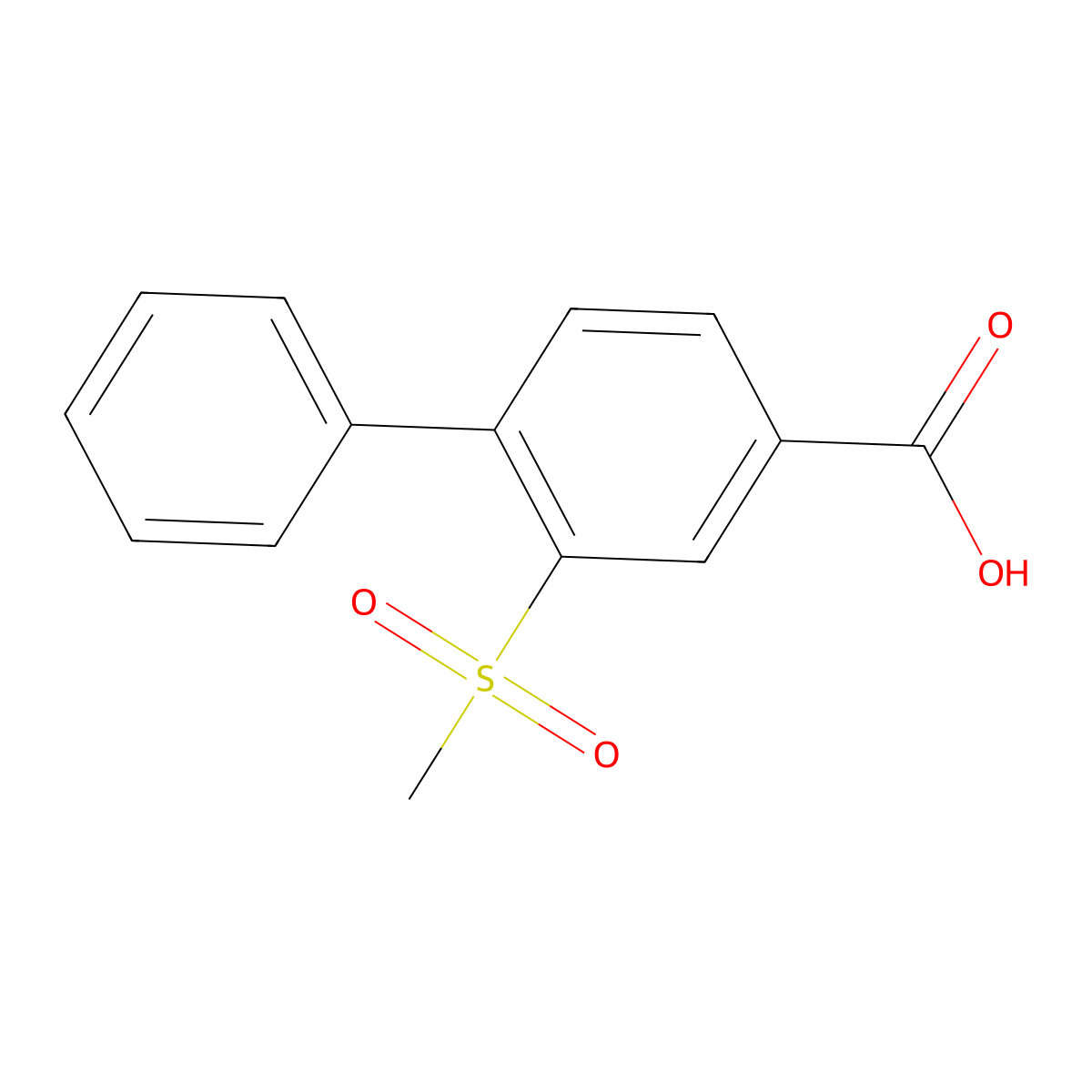2-(Methylsulfonyl)-[1,1'-biphenyl]-4-carboxylic acid molecular structure, CAS 154117-62-1