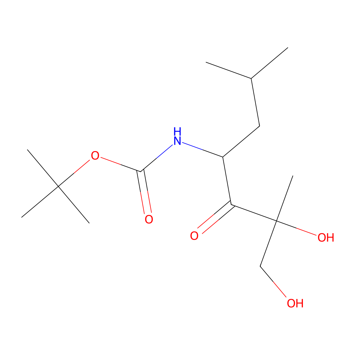 tert-butyl ((2R,4S)-1,2-dihydroxy-2,6-dimethyl-3-oxoheptan-4-yl)carbamate molecular structure, CAS 1541172-78-4