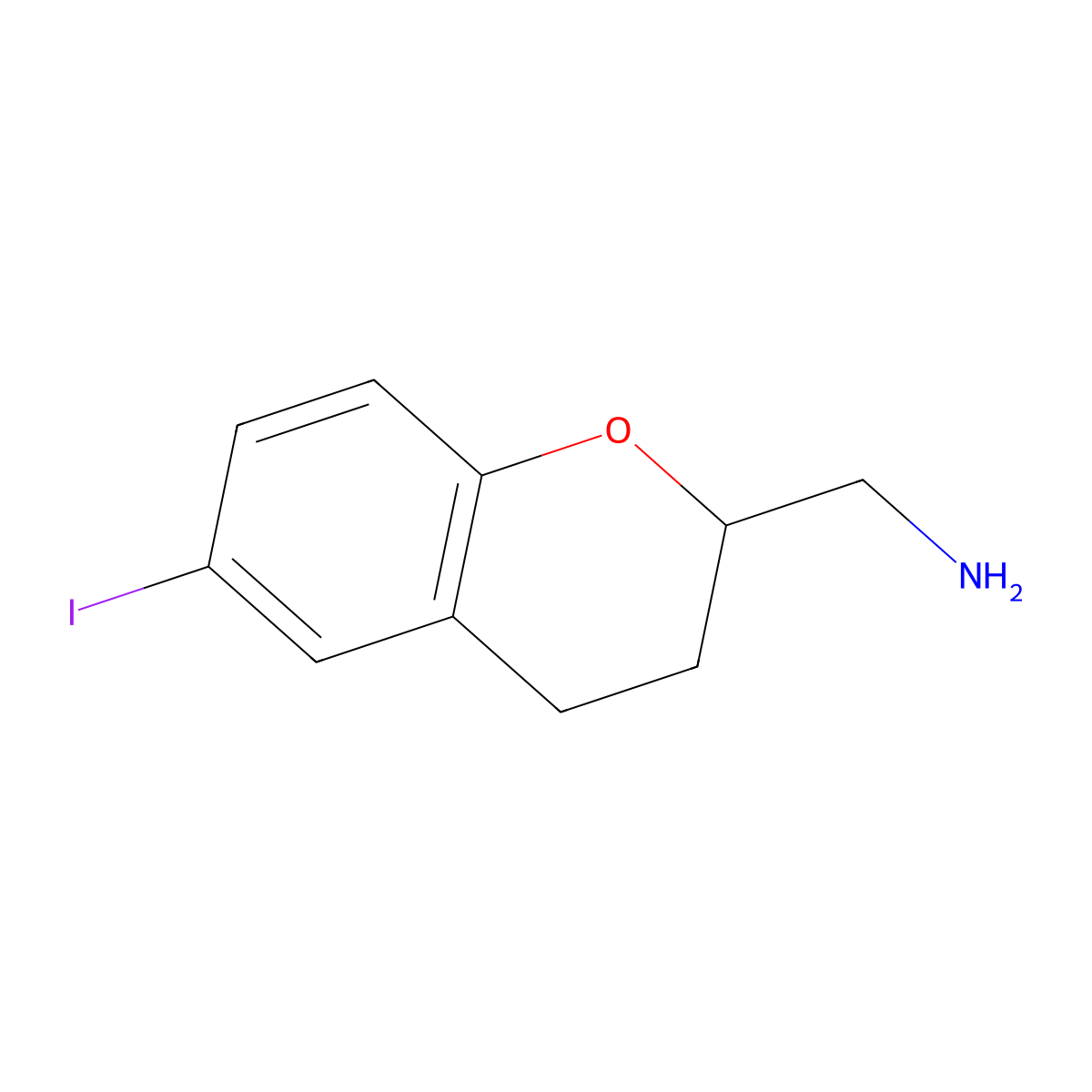 (6-iodo-3,4-dihydro-2H-1-benzopyran-2-yl)methanamine molecular structure, CAS 1541188-82-2