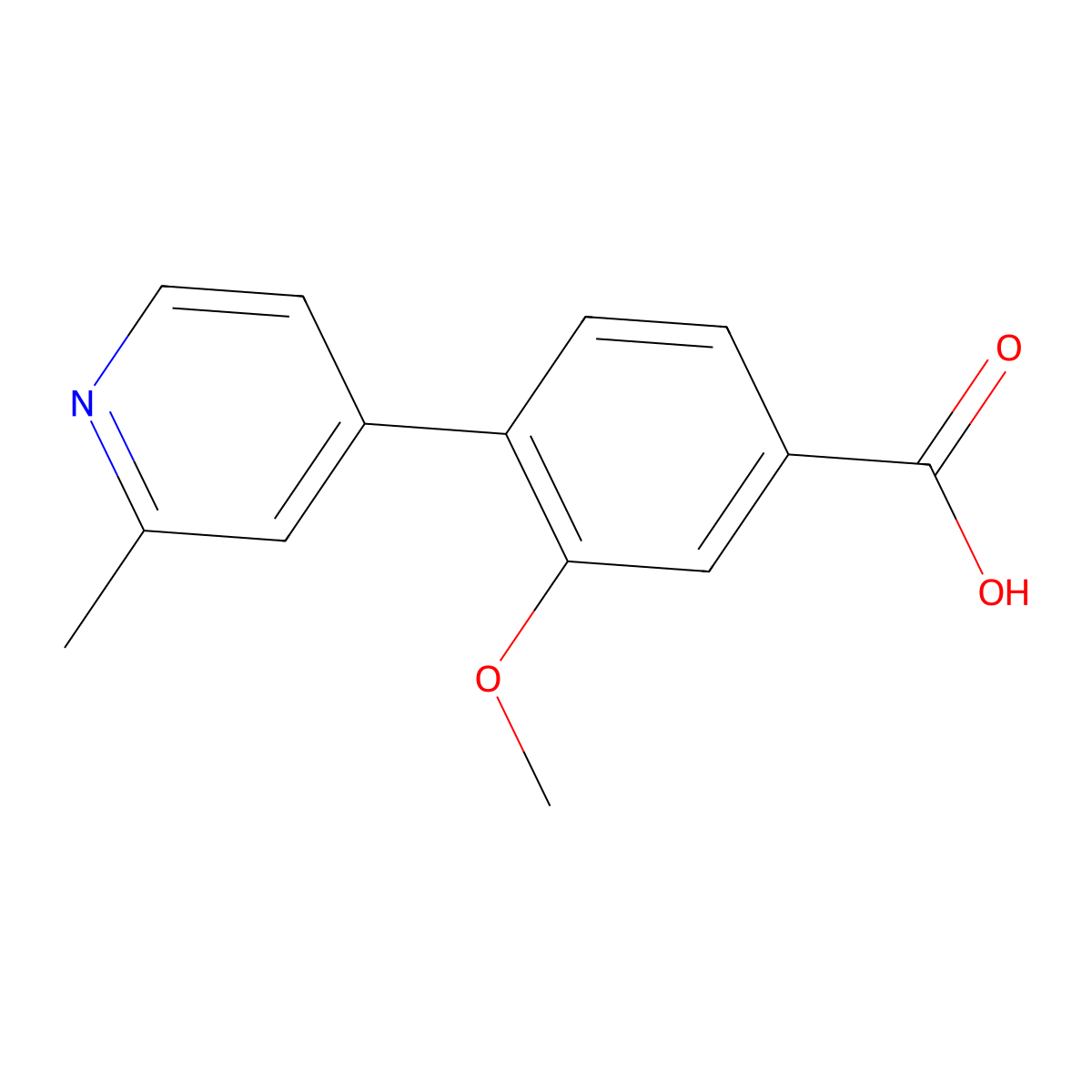 3-Methoxy-4-(2-methyl-4-pyridinyl)benzoic acid molecular structure, CAS 1541202-63-4